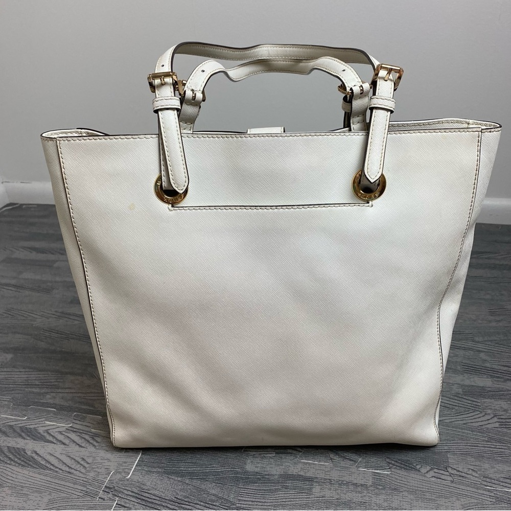 Michael Kors Jet Set White Saffiano Leather Travel Tote - Picture 11 of 17